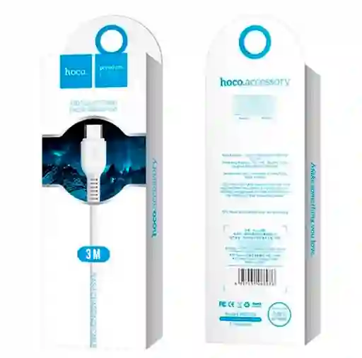 Cable Usb A Tipo C Hoco X20 Flash 3 Metros Blanco