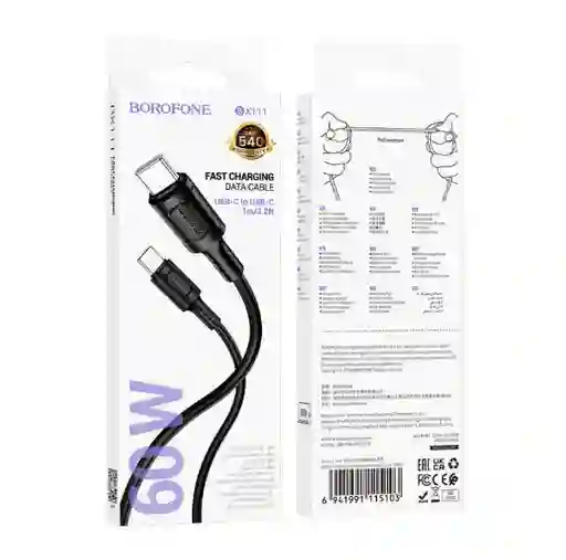Cable Usb Tipo C A Tipo C 60w Borofone Bx111 Negro