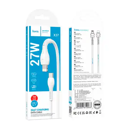 Cable Tipo C A Lightning 27w Hoco X37 Cool Power Blanco