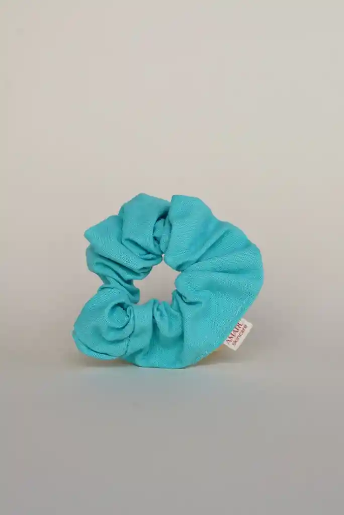 Scrunchie De Lino Celeste