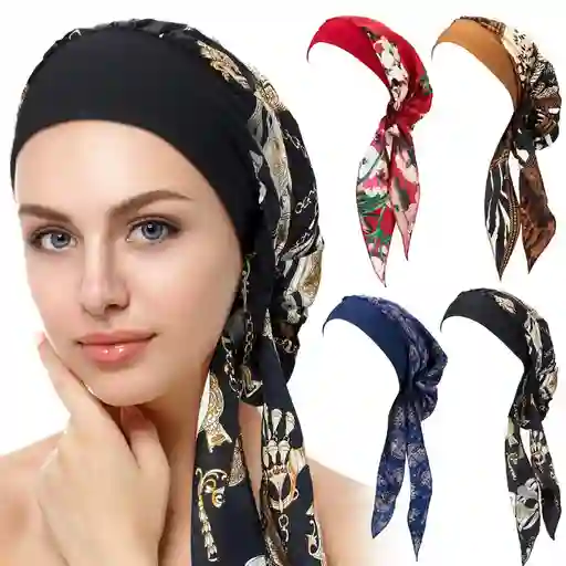Bonnet De Satín Qfitt Reversible Estampado Azteca L-xl – Protección Capilar Antifrizz