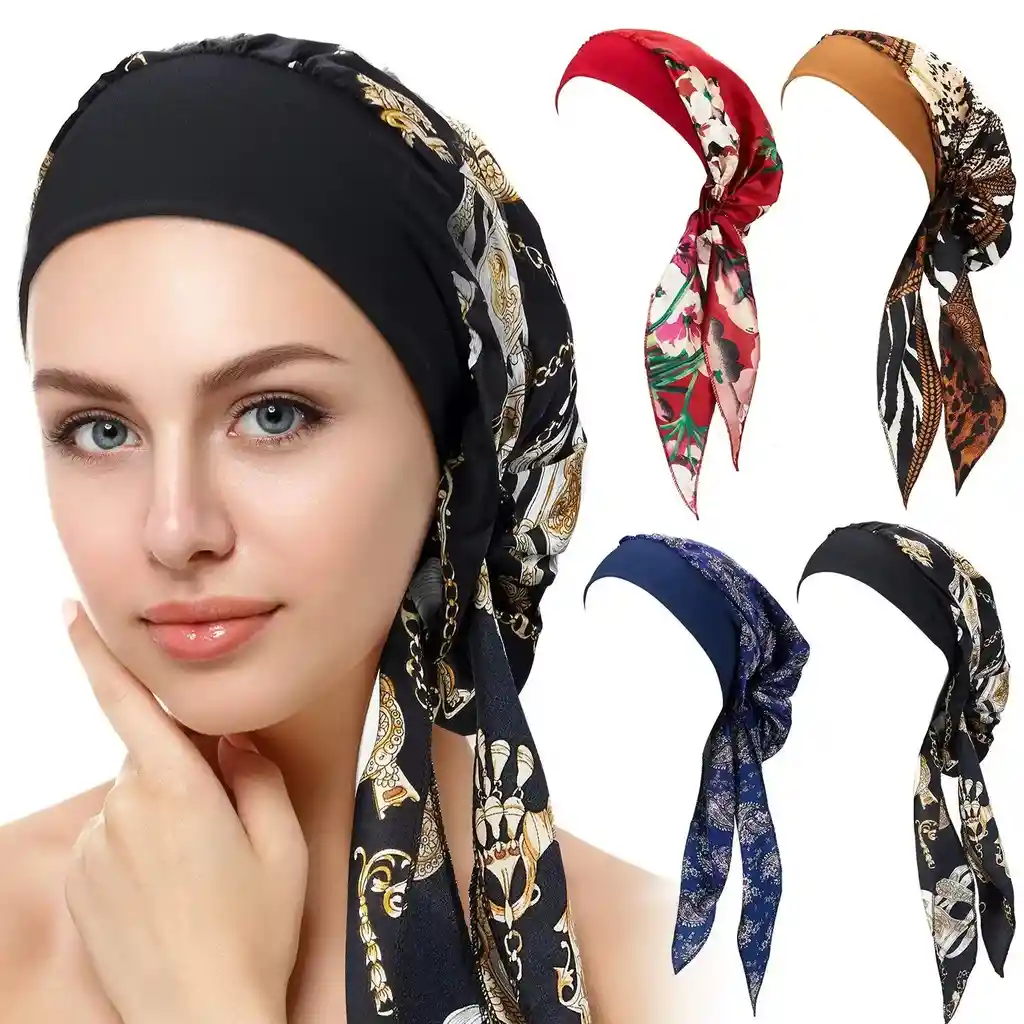 Bonnet De Satín Qfitt Reversible Estampado Azteca L-xl – Protección Capilar Antifrizz