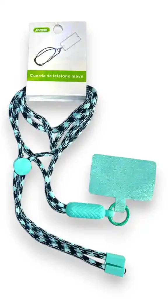 Lanyard De Cuerda Celeste Con Negro