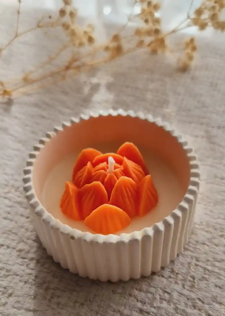 Vela Aura Flor De Loto Naranja