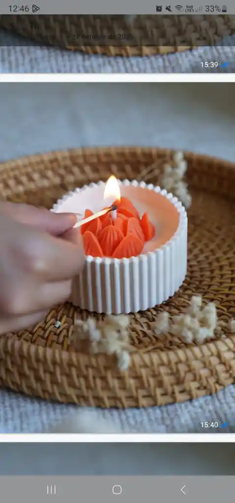 Vela Aura Flor De Loto Naranja