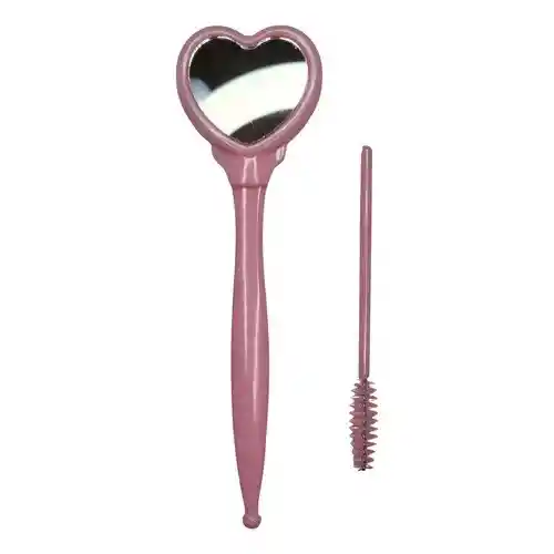 Set Espejo Y Cepillo Rosa Para Pestañas | Diseño Corazón