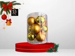 Esferas Decorativas Doradas Decoración Navideña (12 Unidades)