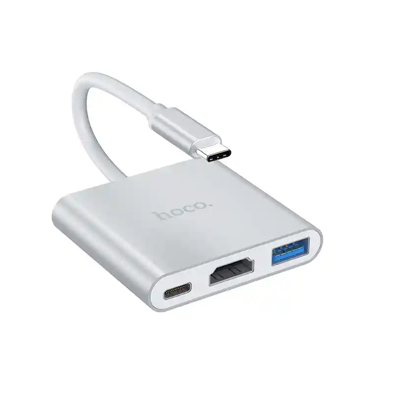 Hub Adaptador Tipo C A Hdmi+usb+c 3.0- Hoco Hb14