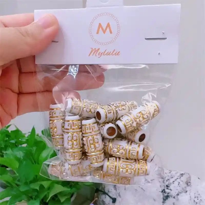 Shakiras Cuentas Para Trenzas Peinados | Blanco Con Dorado