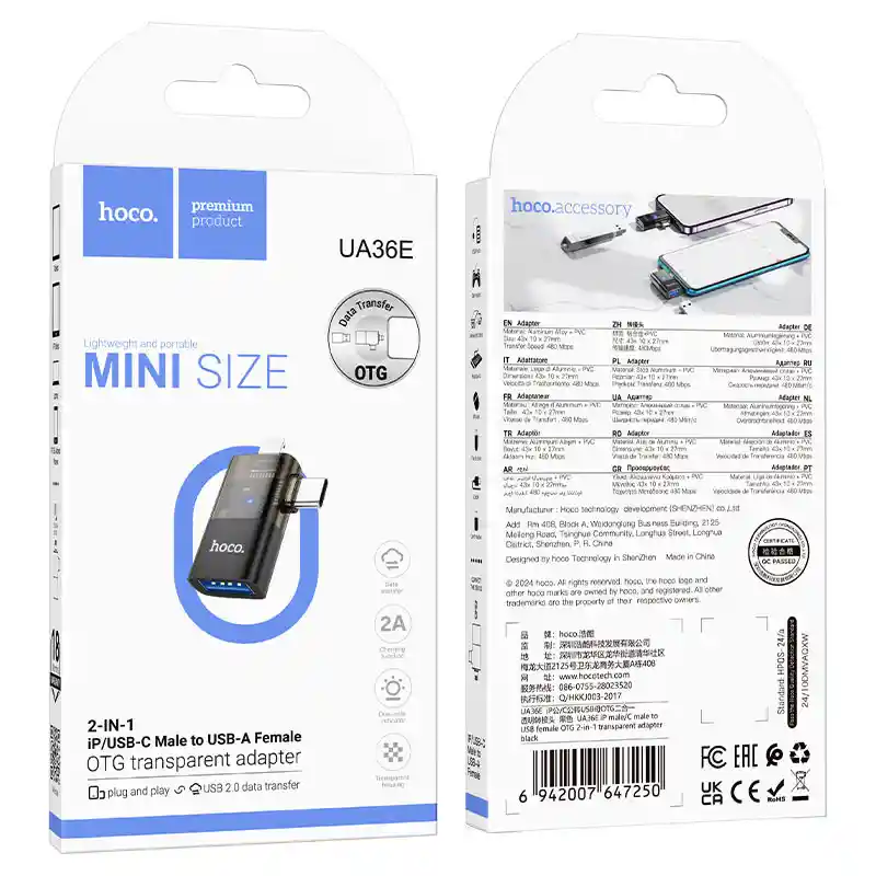 Adaptador Convertidor Tipo-c/ip A Usb-a - Hoco “ua36e”