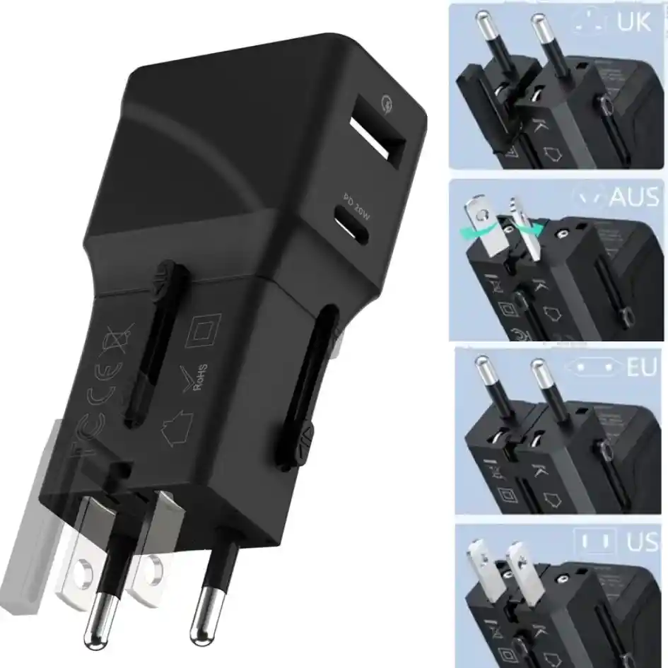 Adaptador De Viaje Universal Carga Rapida