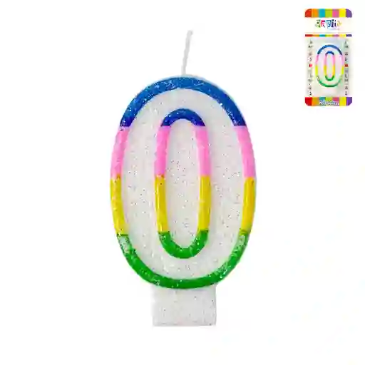 Vela Numeral Glitter # 0