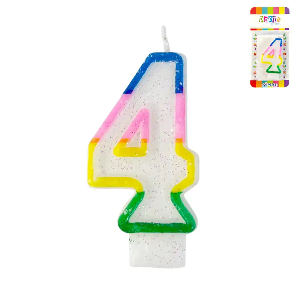 Vela Numeral Glitter # 4