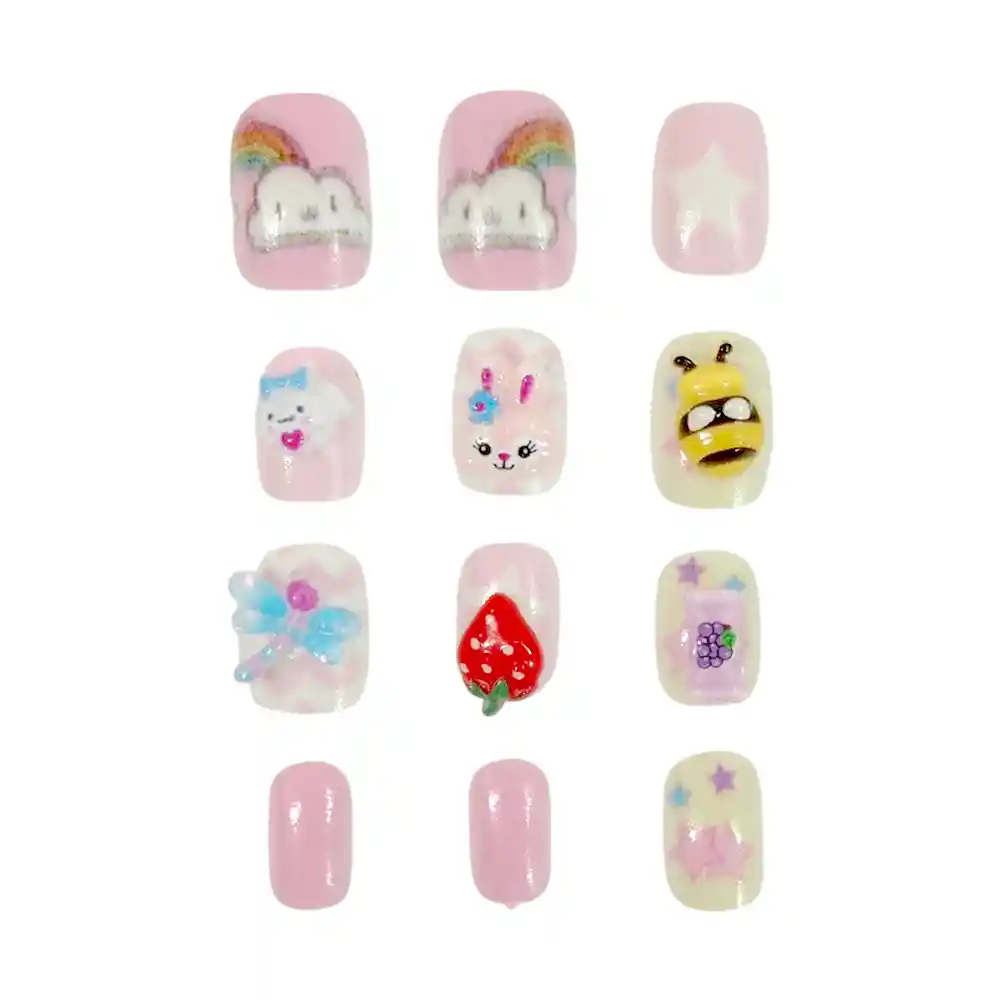 Uñas Postizas Infantil Con Adhesivo