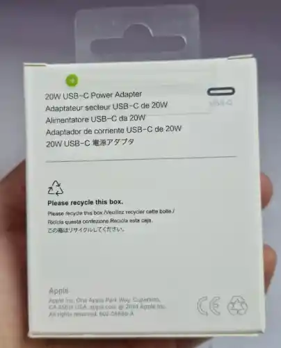 Adaptador De Carga 20w Tipo C Apple Certificado