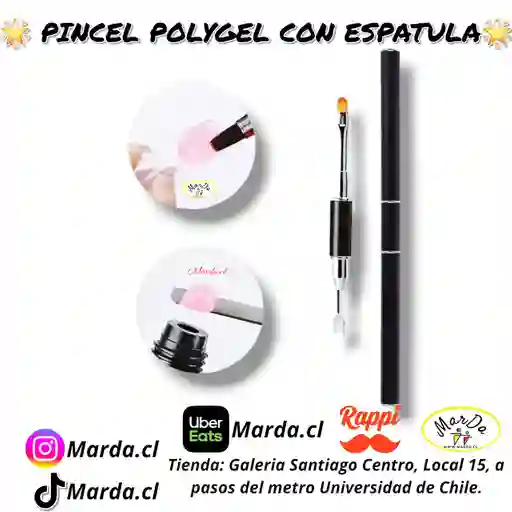 Pincel + Espatula Con Tapa Para Polygel Acrygel Gel