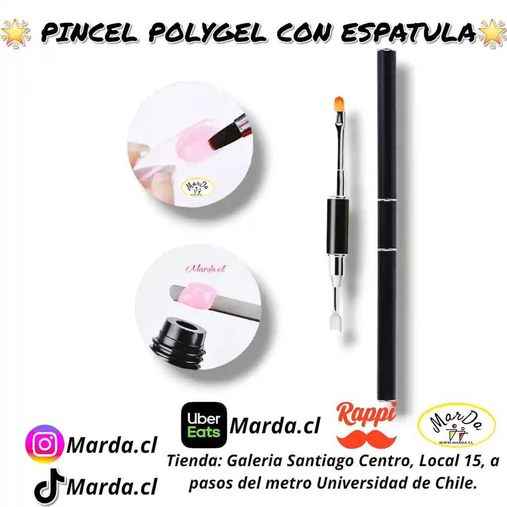 Pincel + Espatula Con Tapa Para Polygel Acrygel Gel