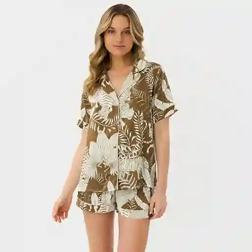 Pijama Camisero Jungla Santinado S Verde Musgo
