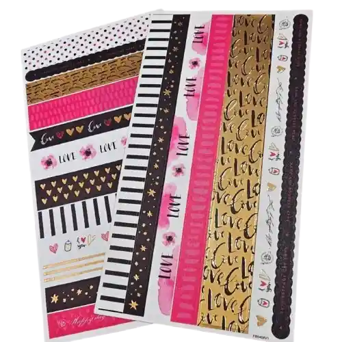 Stickers Planners Washitapes 2 Hojas 18 Diseños