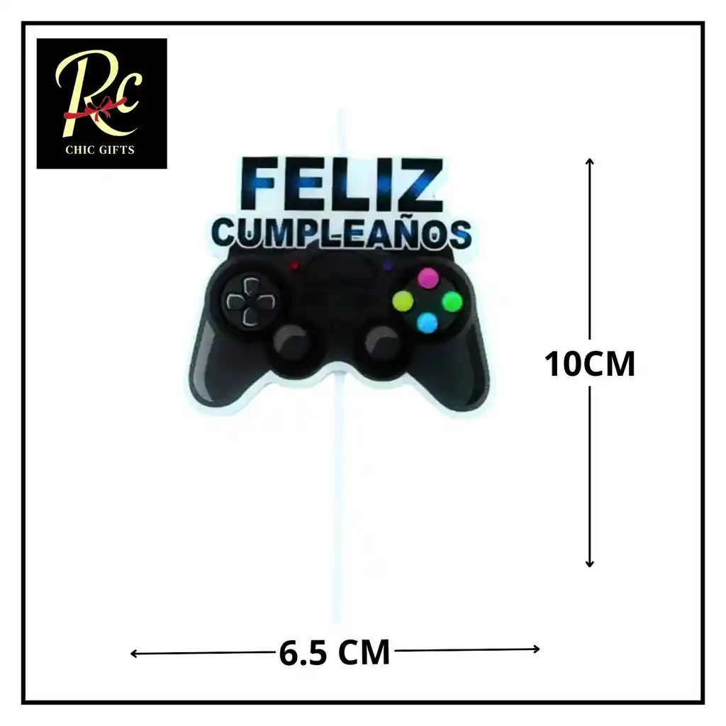 Vela Gamer Control Consola Feliz Cumpleaños 10cm Videojuegos - Regalos Chic