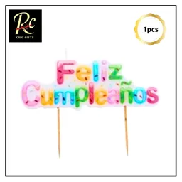 Vela Feliz Cumpleaños Arcoíris 11cm Pastel Multicolor Vibrante - Regalos Chic