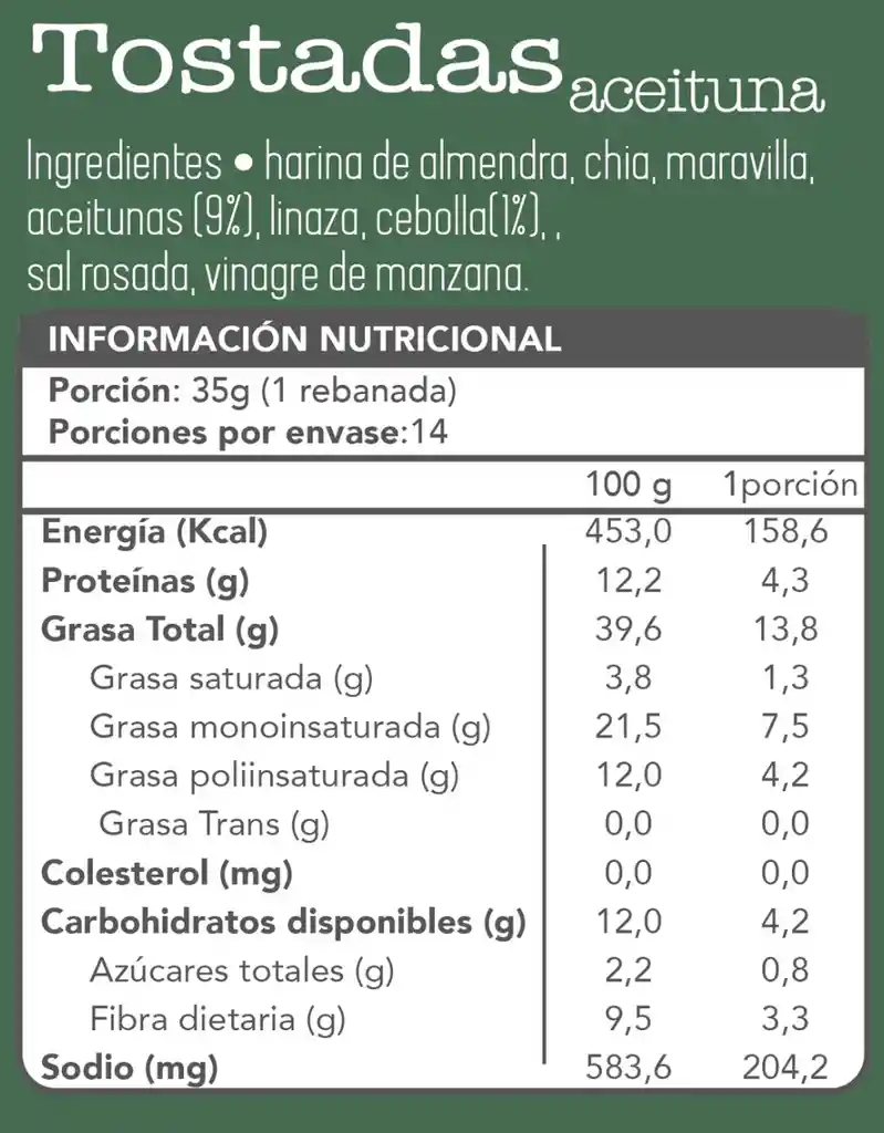 Tostadas Aceituna Cebolla Keto, Sin Gluten 140g Fain