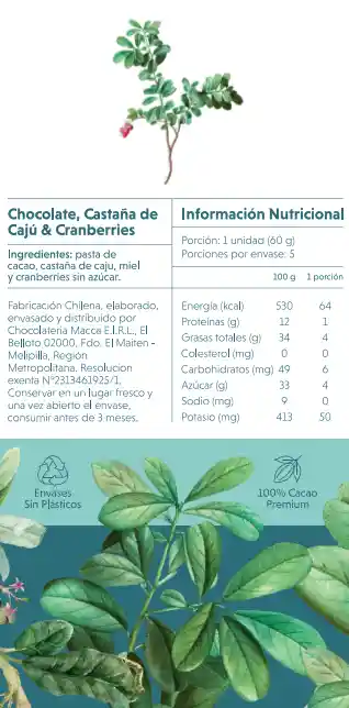 Barra De Castañas De Caju & Cranberries