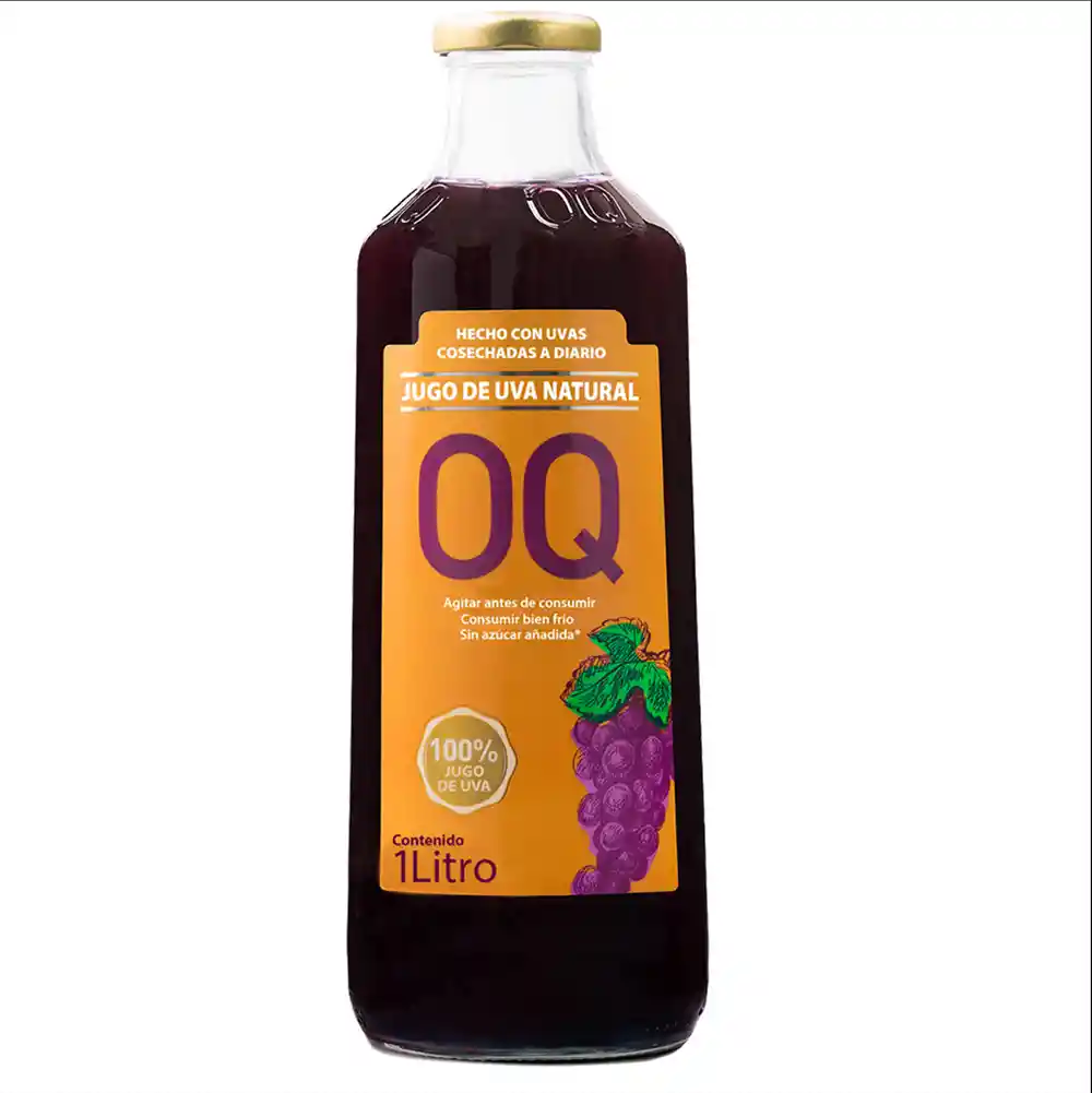 Jugo De Uva Oq, 1 Litro (entero, Puro, Sin Agua, Sin Azúcares Ni Conservantes Añadidos)