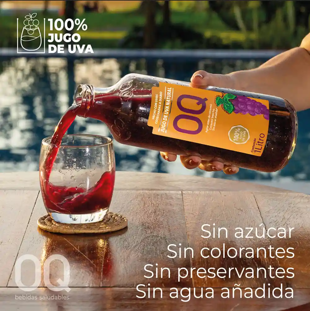 Jugo De Uva Oq, 1 Litro (entero, Puro, Sin Agua, Sin Azúcares Ni Conservantes Añadidos)