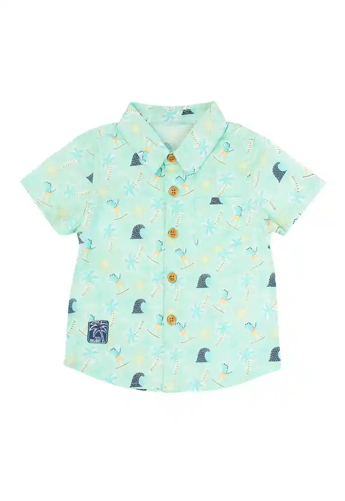Camisa Bb Niño Estampada Holiday 150 Esmeralda Claro 12/18