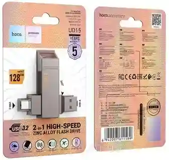 Pendrive Dual Usb+tipo C Ud15 128gb Hoco