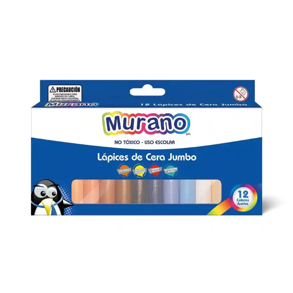 Lapices De Cera 12 Colores Jumbo Redondos