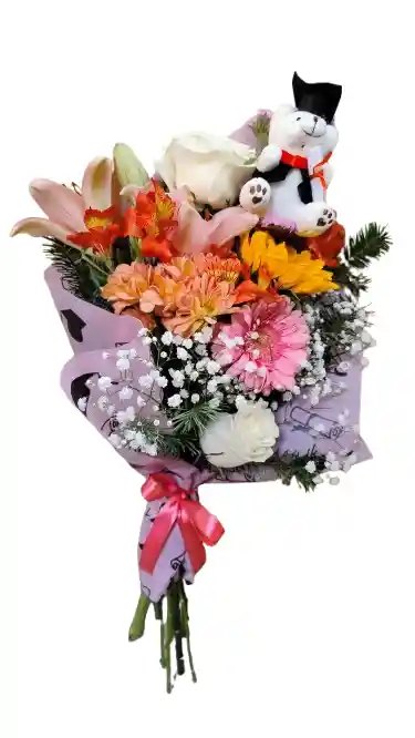 Ramo Con Mix De Flores Y Osito Grado