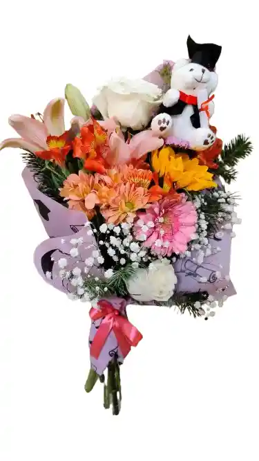 Ramo Con Mix De Flores Y Osito Grado