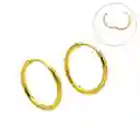 Argollas Lisas Minimalistas 14mm Chapadas En Oro 18k Titanio Astm F136