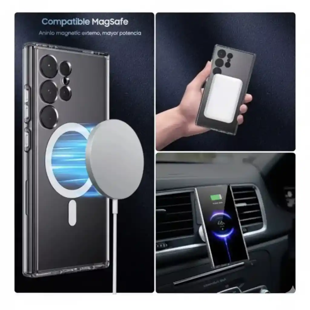 Carcasa Transparente Magnética Samsung S24 ultra Esquinas Reforzadas