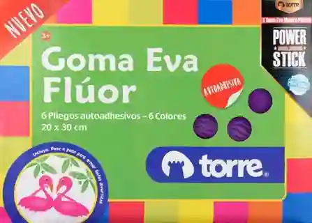 Goma Eva Flúor Autoadhesiva 6 Pliegos Torre