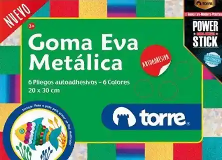 Goma Eva Metálica Autoadhesiva 6 Pliegos Torre