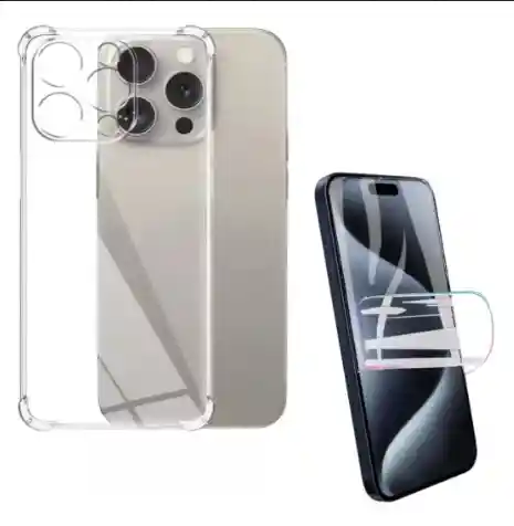 Kit Carcasa Transparente + Hidrogel Iphone 16 Pro