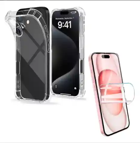 Kit Carcasa Transparente + Hidrogel Iphone 16 Plus