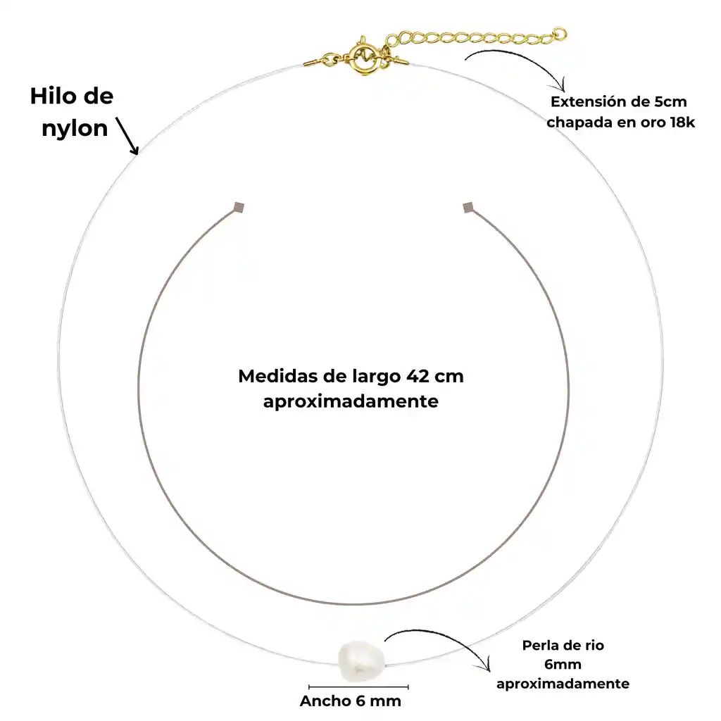 Gargantilla Nylon Meredith Perla De Rio Chapado En Oro Riviere