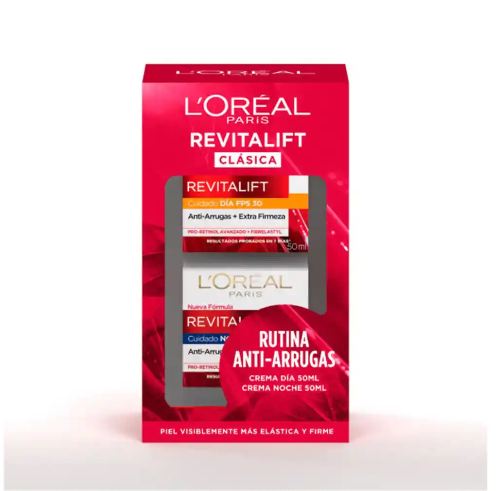 Rutina Antiedad Loreal Spf 30 Revitalift Día 50 Ml + Noche 50 Ml