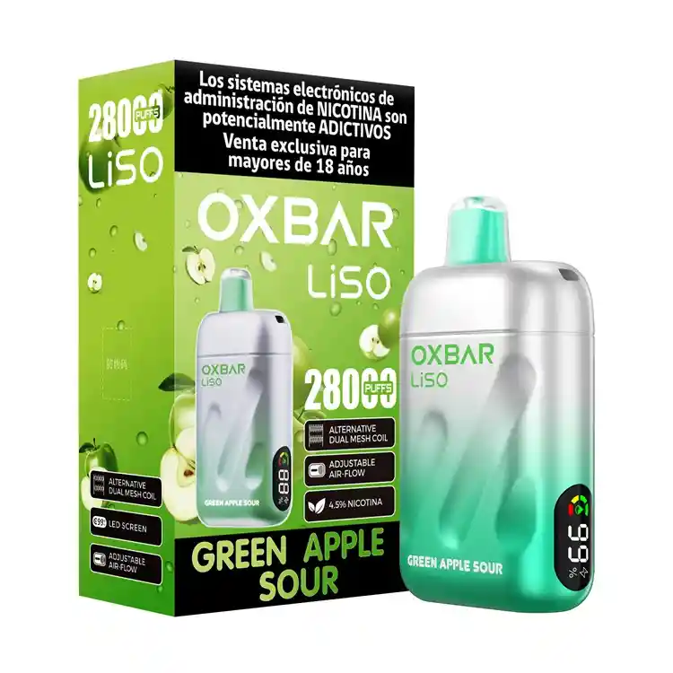 Vaporizador Desechable Green Apple Sour 28.000 Puffs 5% - Oxbar Liso