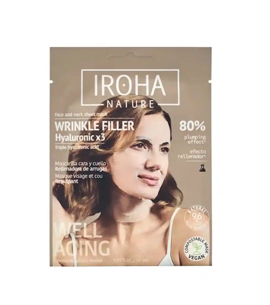 Mascarilla Facial Cara Y Cuello Rellenadora De Arrugas Hyaluronic Iroha 30 Ml