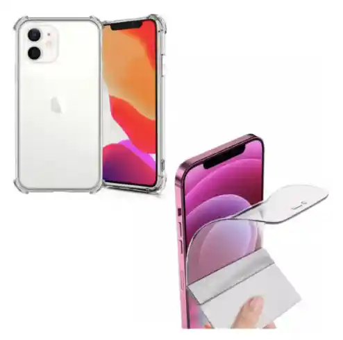 Kit Carcasa Transparente + Hidrogel Iphone 12