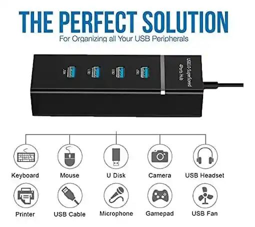 Usb C Hub, 4 Ports Type To 3.0 High Speed Adapter Compatible