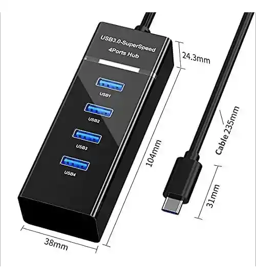 Usb C Hub, 4 Ports Type To 3.0 High Speed Adapter Compatible