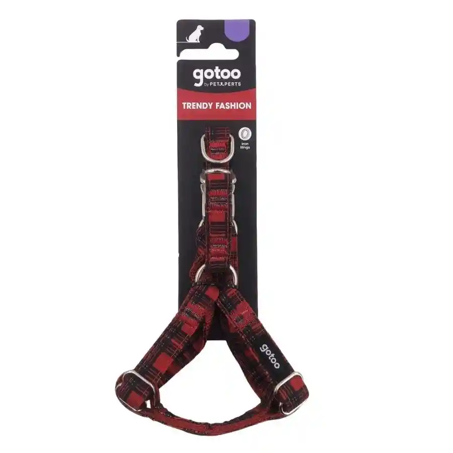 Arnés Tartán Rojo Con Hebilla Metalica Para Perros Talla S Talla S
