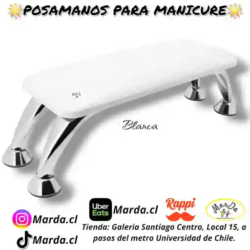 Almohadilla Para Manicure Pedicure Posamanos Cuerina Metal Blanca