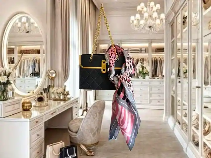 Bolsa Estilo Cartera Con Cadenas Doradas + Pañuelo Animal Print – Regalos Chic